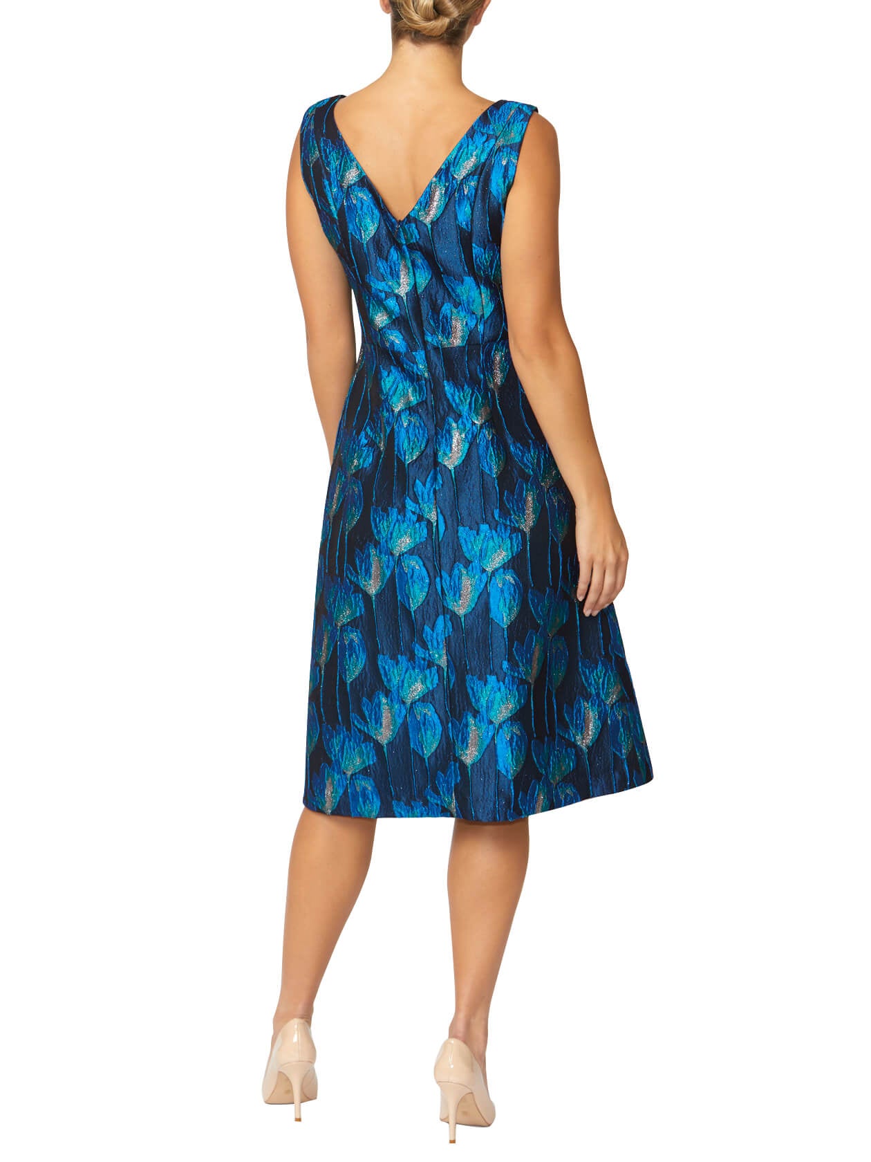 Avery Navy Jacquard Dress