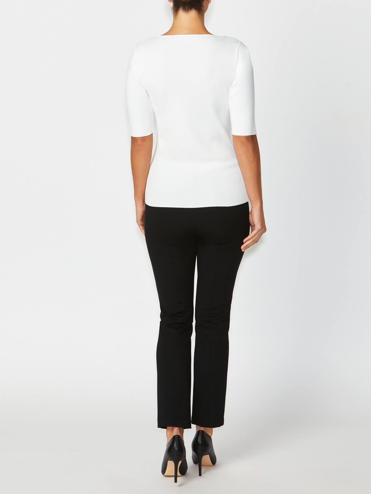 Women's Knit Easy Fit Stretch Top in Ivory | Milano