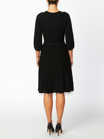 Women's Lurex Knit Fit & Flare Dress in Black | Pia