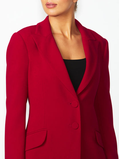 Women's Crepe Longline Jacket in Red | Rochelle