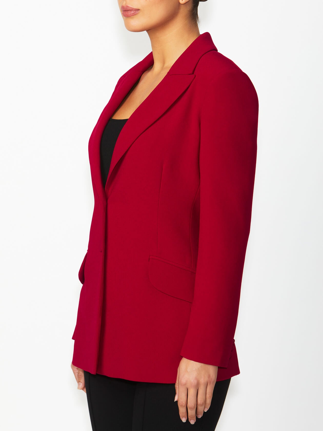 Women's Crepe Longline Jacket in Red | Rochelle