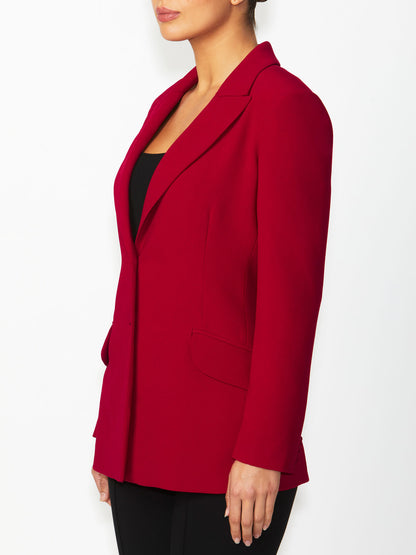 Women's Crepe Longline Jacket in Red | Rochelle