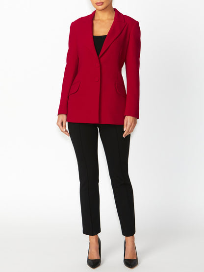 Women's Crepe Longline Jacket in Red | Rochelle