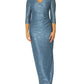 Aurelia Steel Blue Stretch Lace Gown