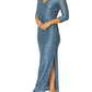 Aurelia Steel Blue Stretch Lace Gown