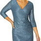 Aurelia Steel Blue Stretch Lace Gown