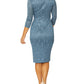 Aurelia Steel Blue Stretch Lace Dress