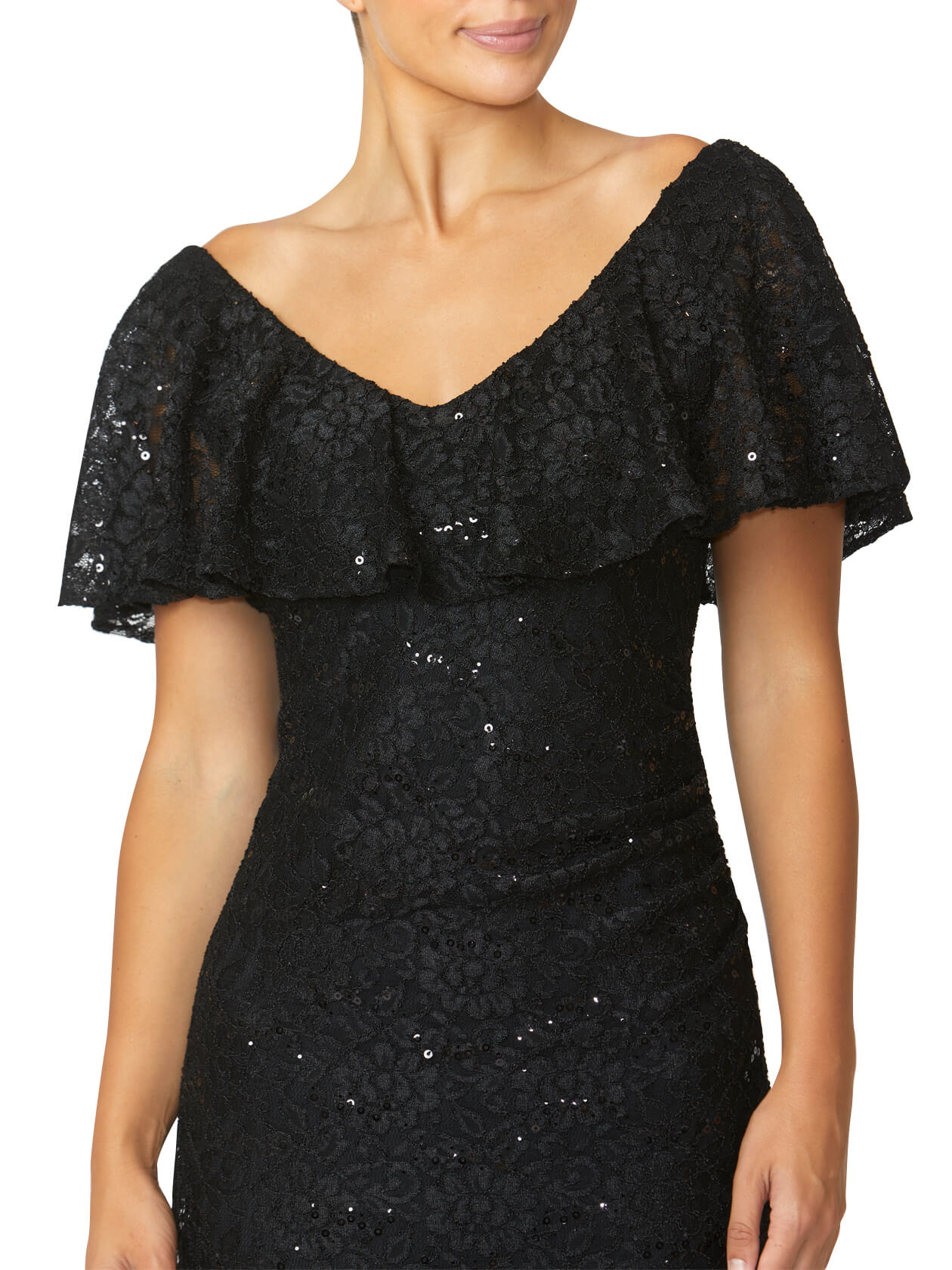 Trudy Black Sequin Lace Gown
