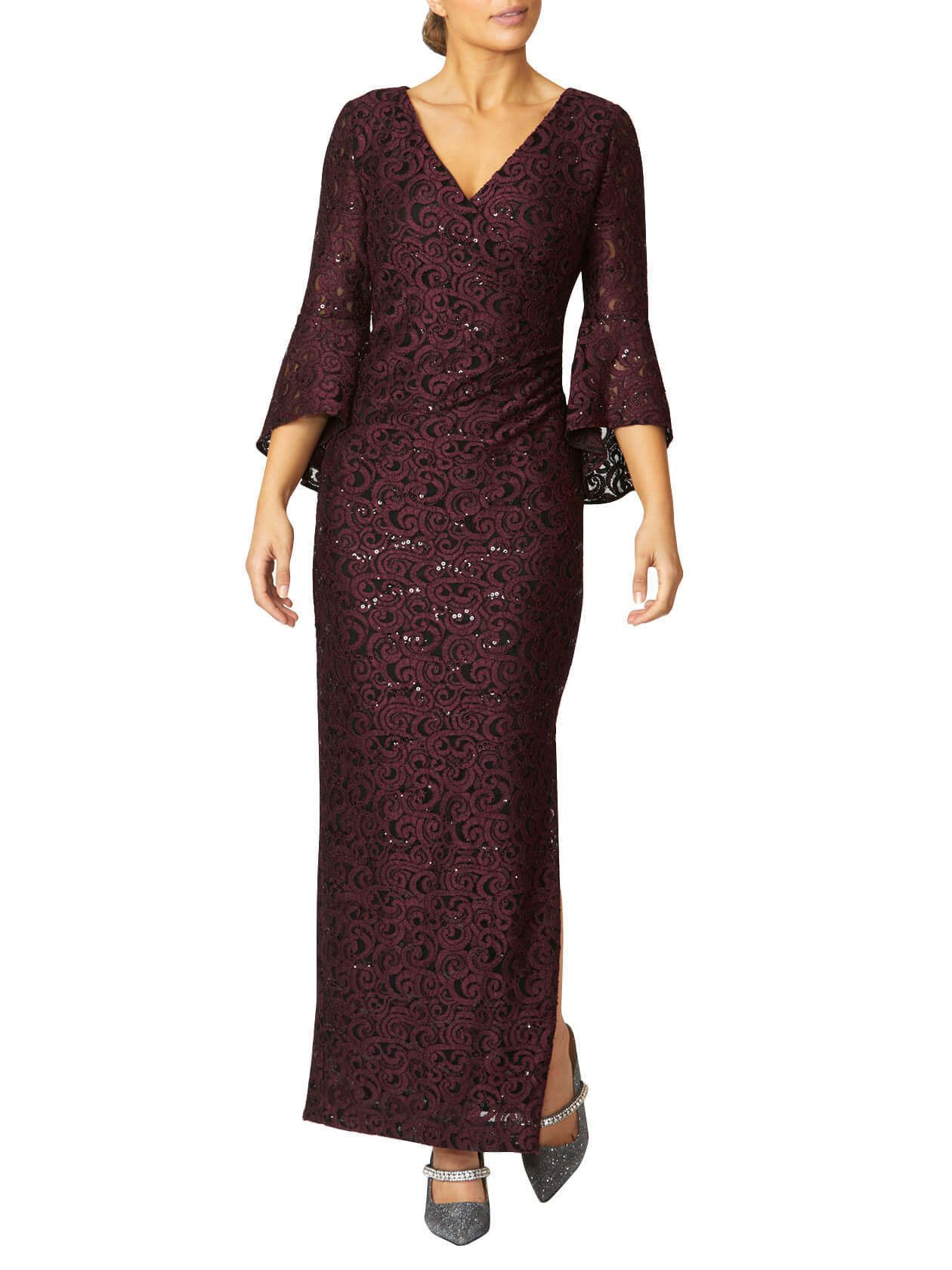 Stella Plum Stretch Lace Gown