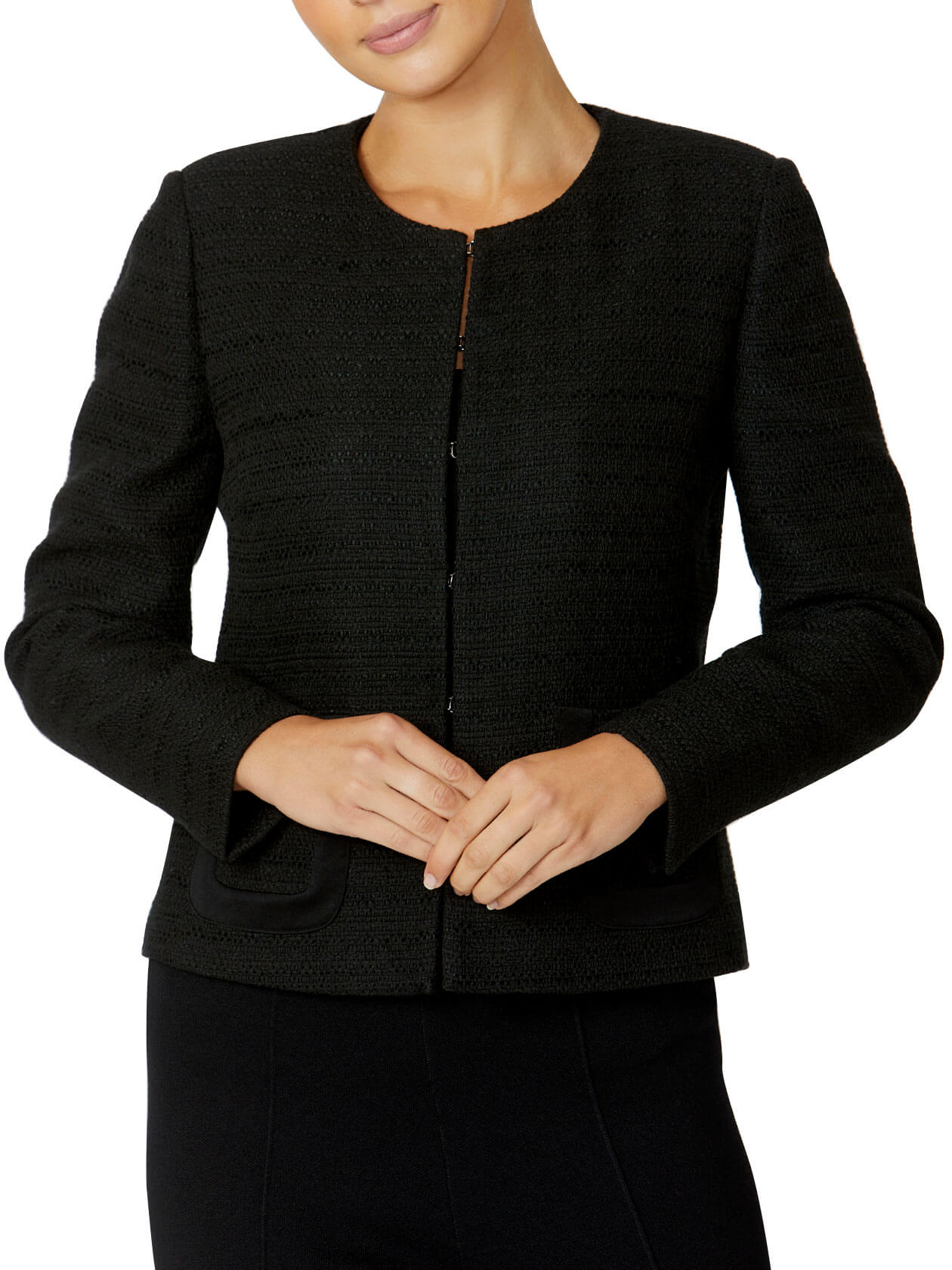 Women's Tweed Easy Fit Jacket in Black | Alison