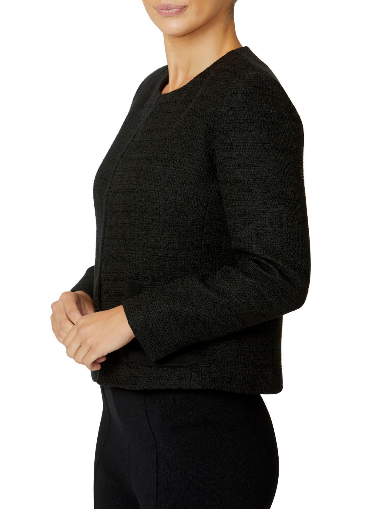 Women's Tweed Easy Fit Jacket in Black | Alison