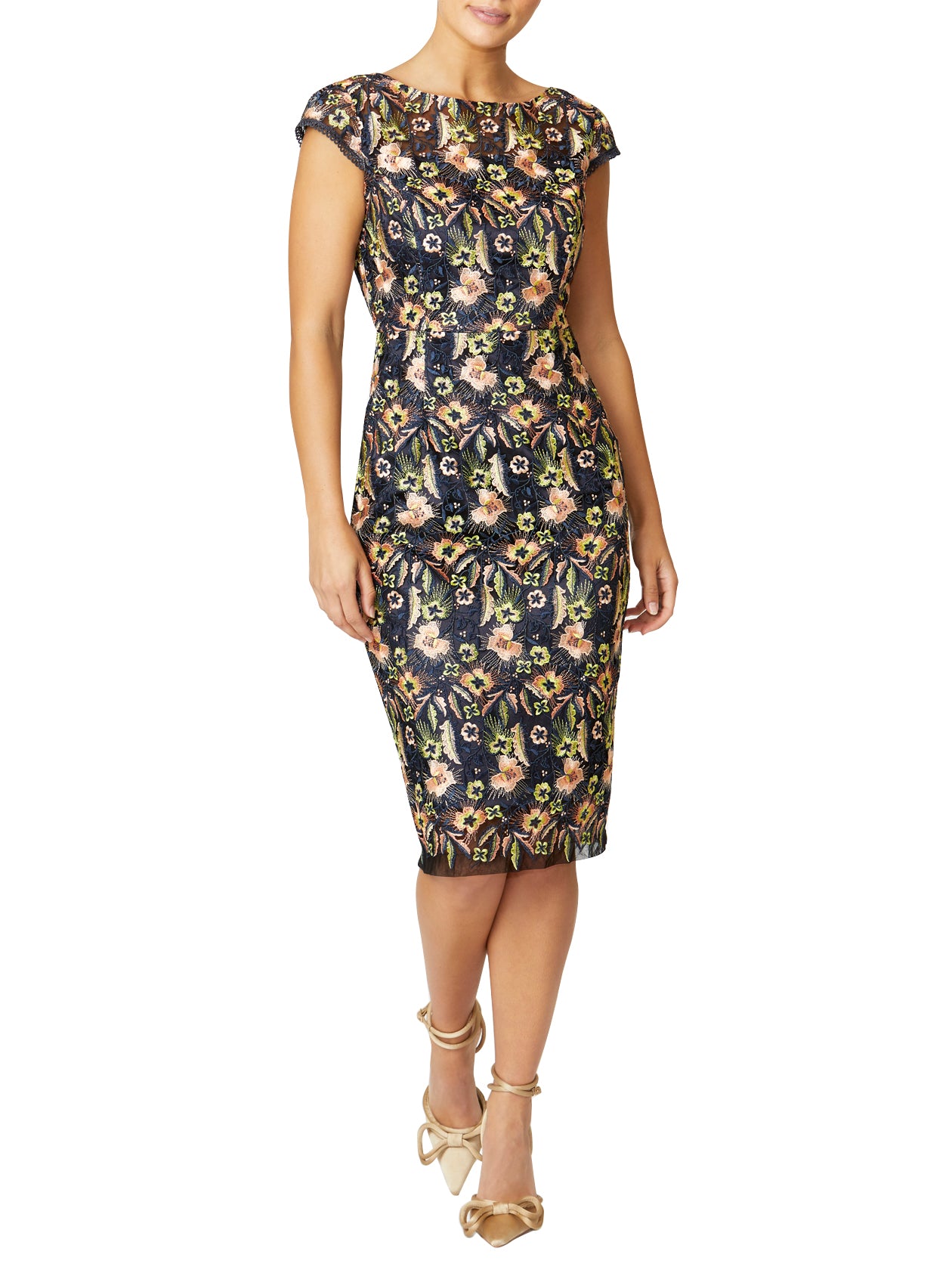 Claire Navy Embroidered Shift Dress