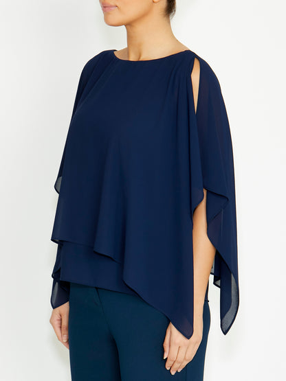 Silvana Navy Chiffon Top