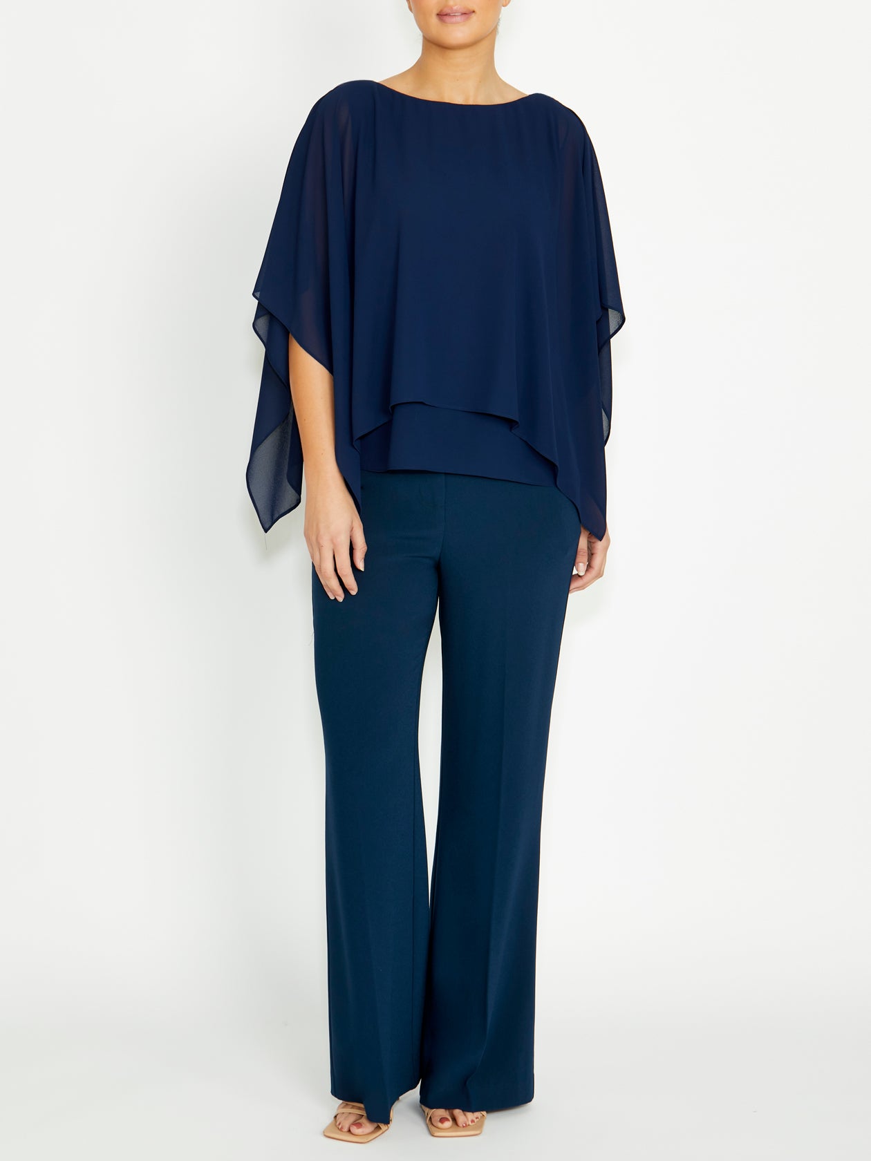 Silvana Navy Chiffon Top