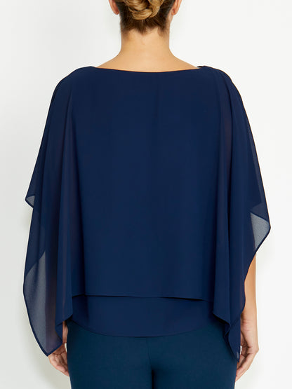 Silvana Navy Chiffon Top