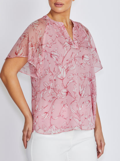 Tammi Pink Floral Chiffon Blouse