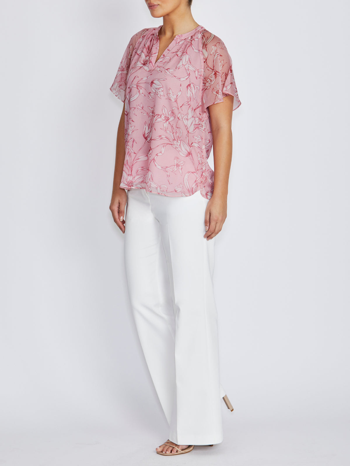 Tammi Pink Floral Chiffon Blouse
