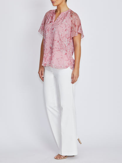 Tammi Pink Floral Chiffon Blouse