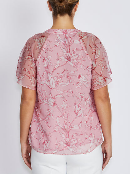 Tammi Pink Floral Chiffon Blouse