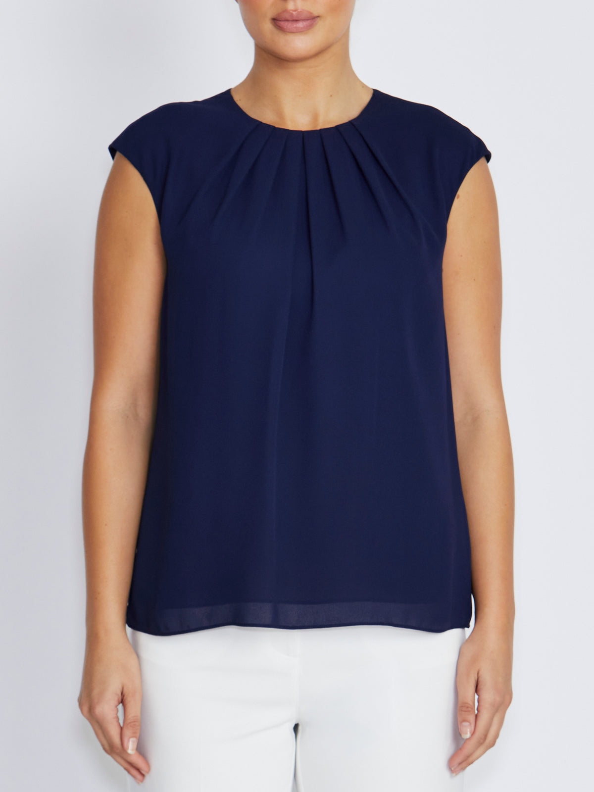 Mackenzie Navy Chiffon Top