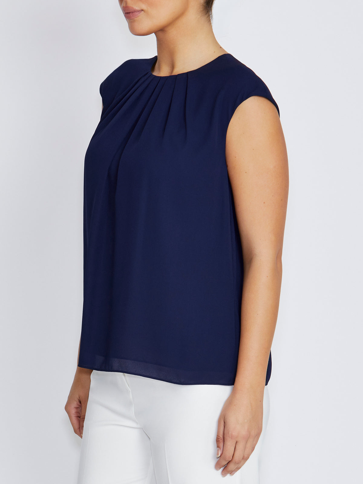 Mackenzie Navy Chiffon Top
