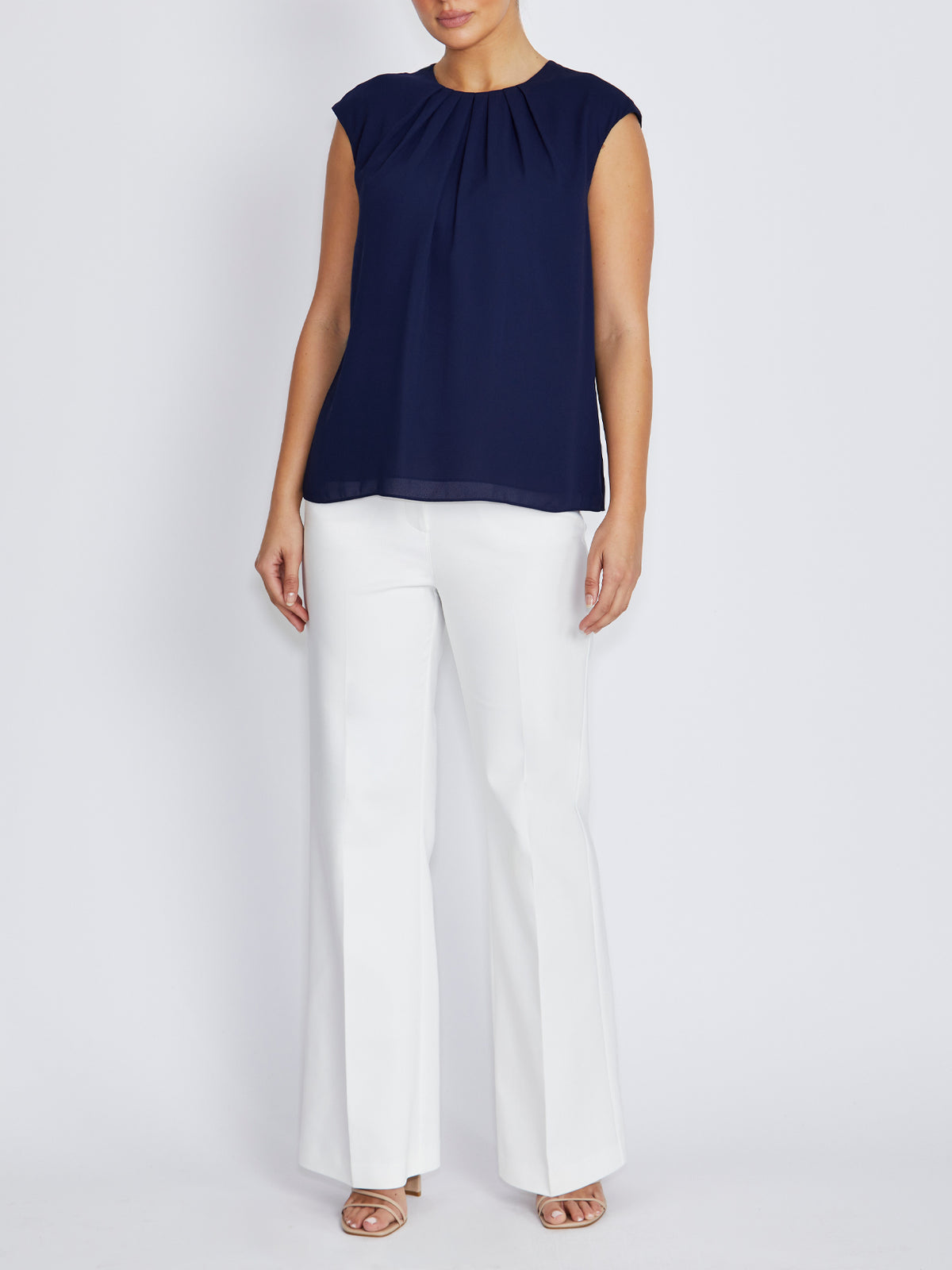 Mackenzie Navy Chiffon Top