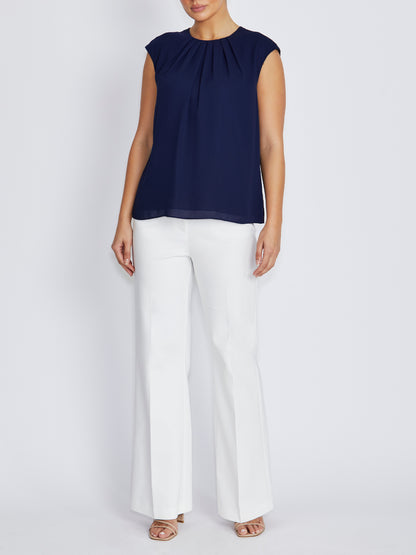 Mackenzie Navy Chiffon Top