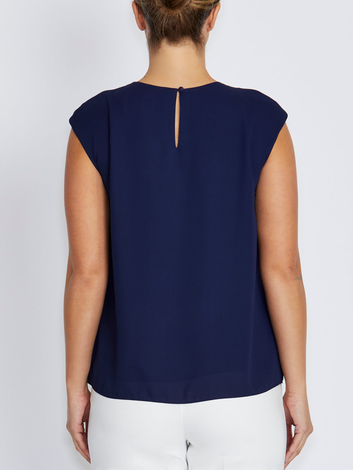 Mackenzie Navy Chiffon Top