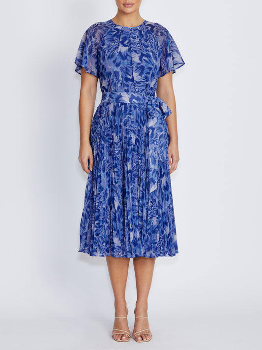 Aldina Periwinkle Pleated Dress