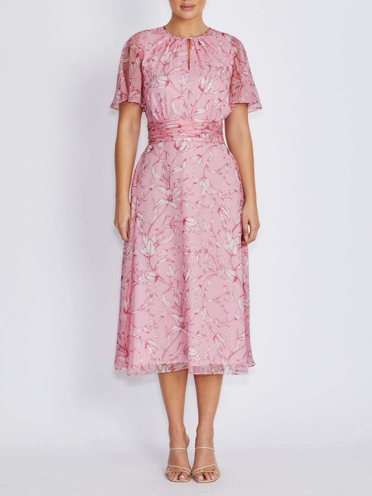 Georgia Pink Floral Chiffon Dress