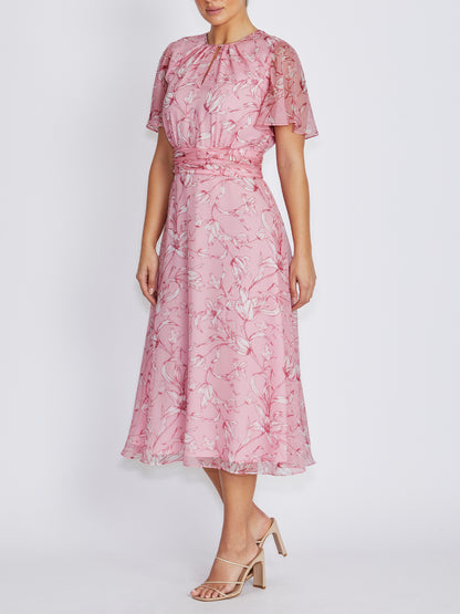Georgia Pink Floral Chiffon Dress