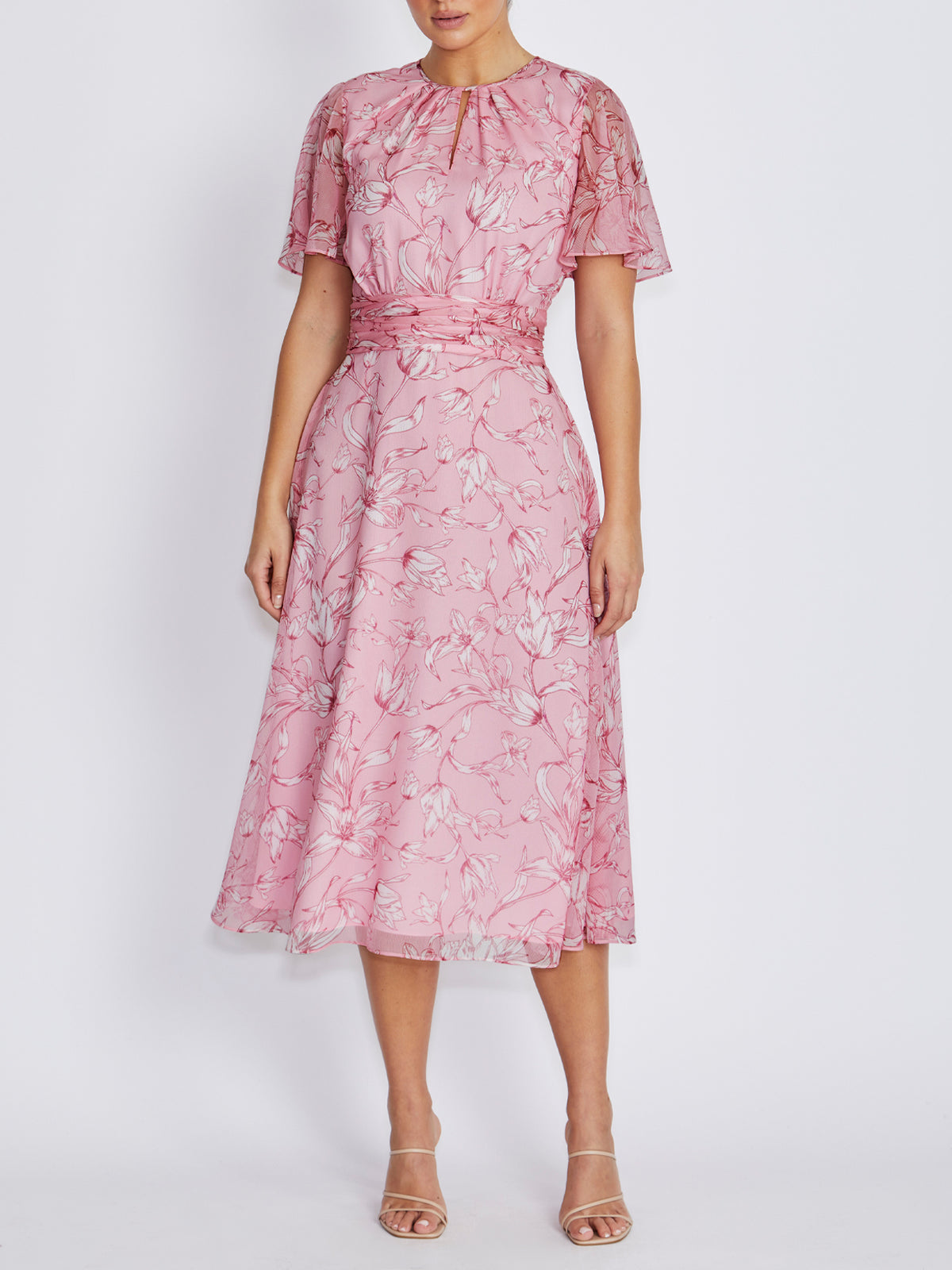 Georgia Pink Floral Chiffon Dress