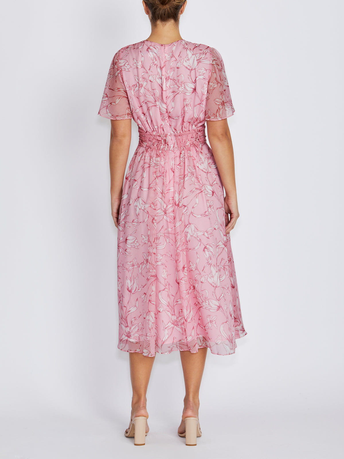 Georgia Pink Floral Chiffon Dress