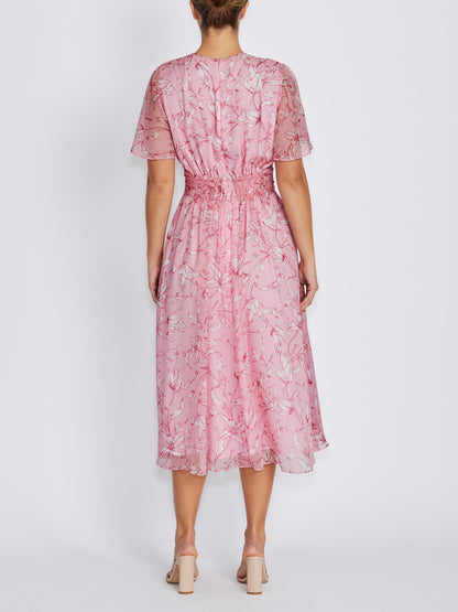 Georgia Pink Floral Chiffon Dress