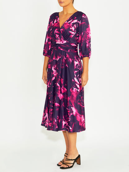Elena Fuchsia Rose Midi Dress