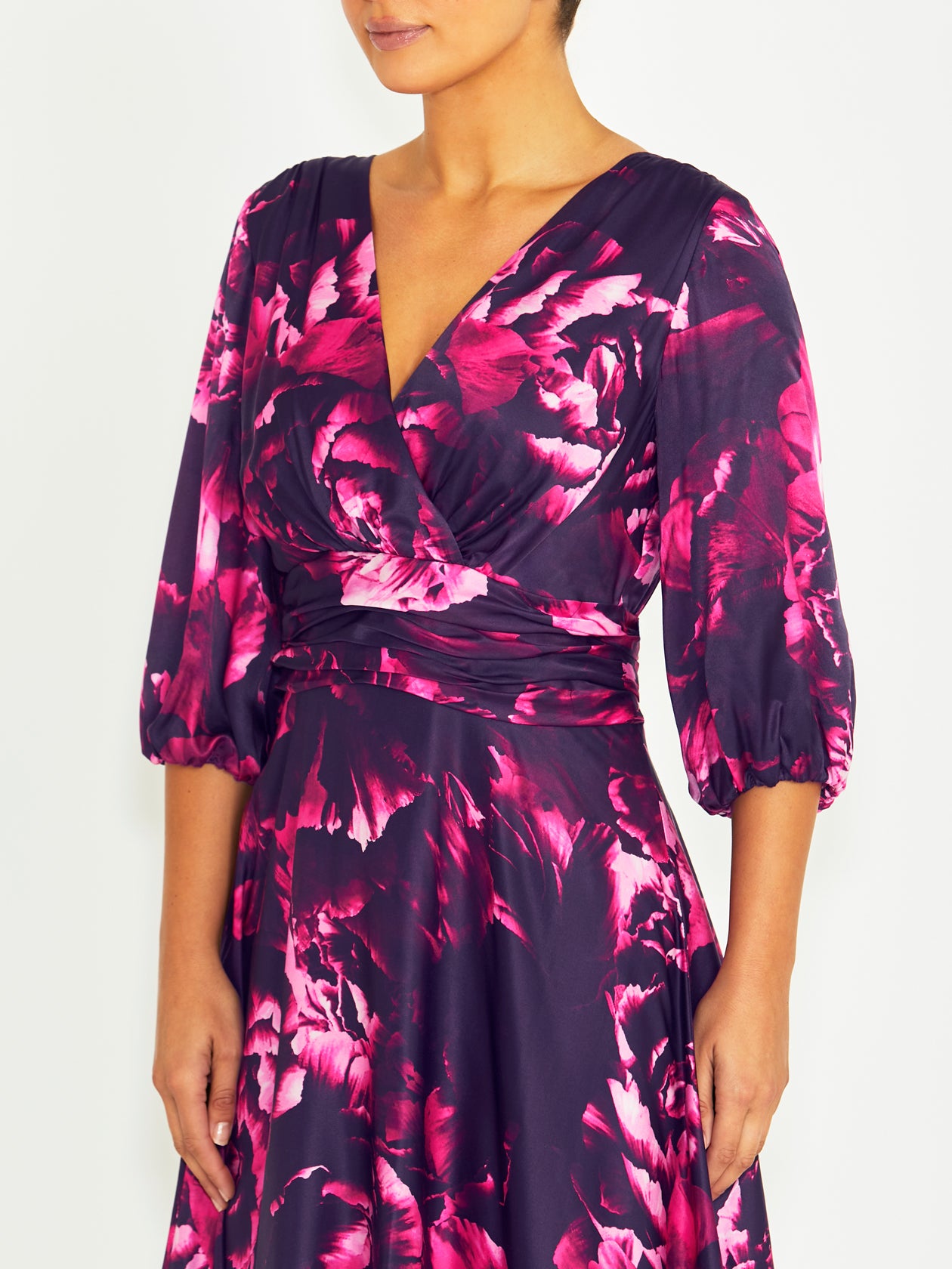 Elena Fuchsia Rose Midi Dress