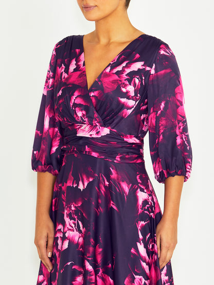 Elena Fuchsia Rose Midi Dress