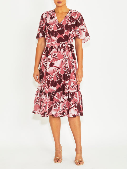 Irina Red Opal Chiffon Dress