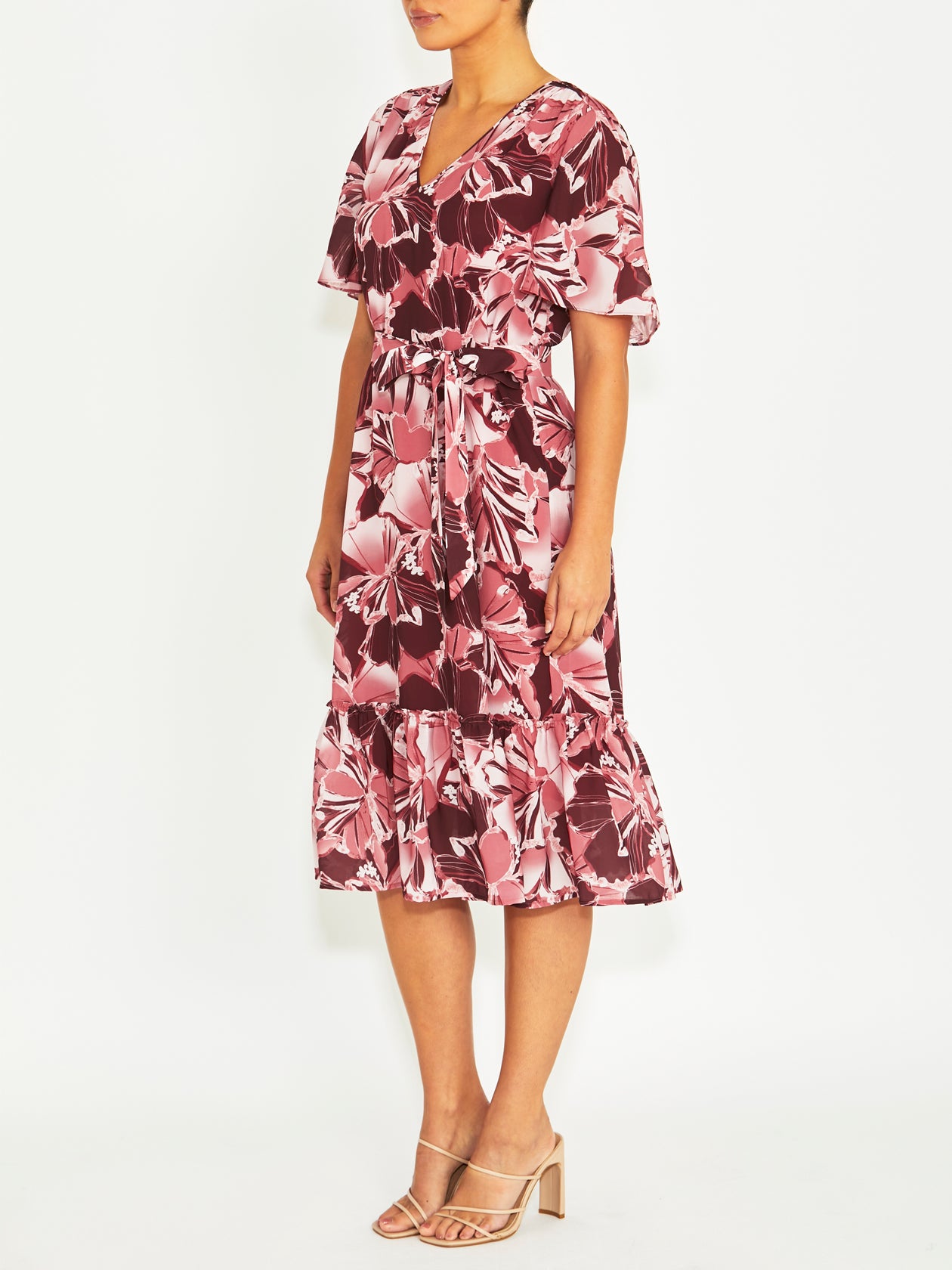 Irina Red Opal Chiffon Dress