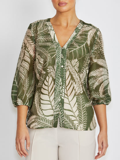 Selma Palm Print Blouse
