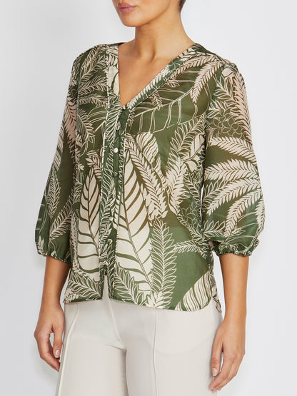 Selma Palm Print Blouse