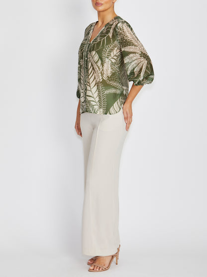 Selma Palm Print Blouse