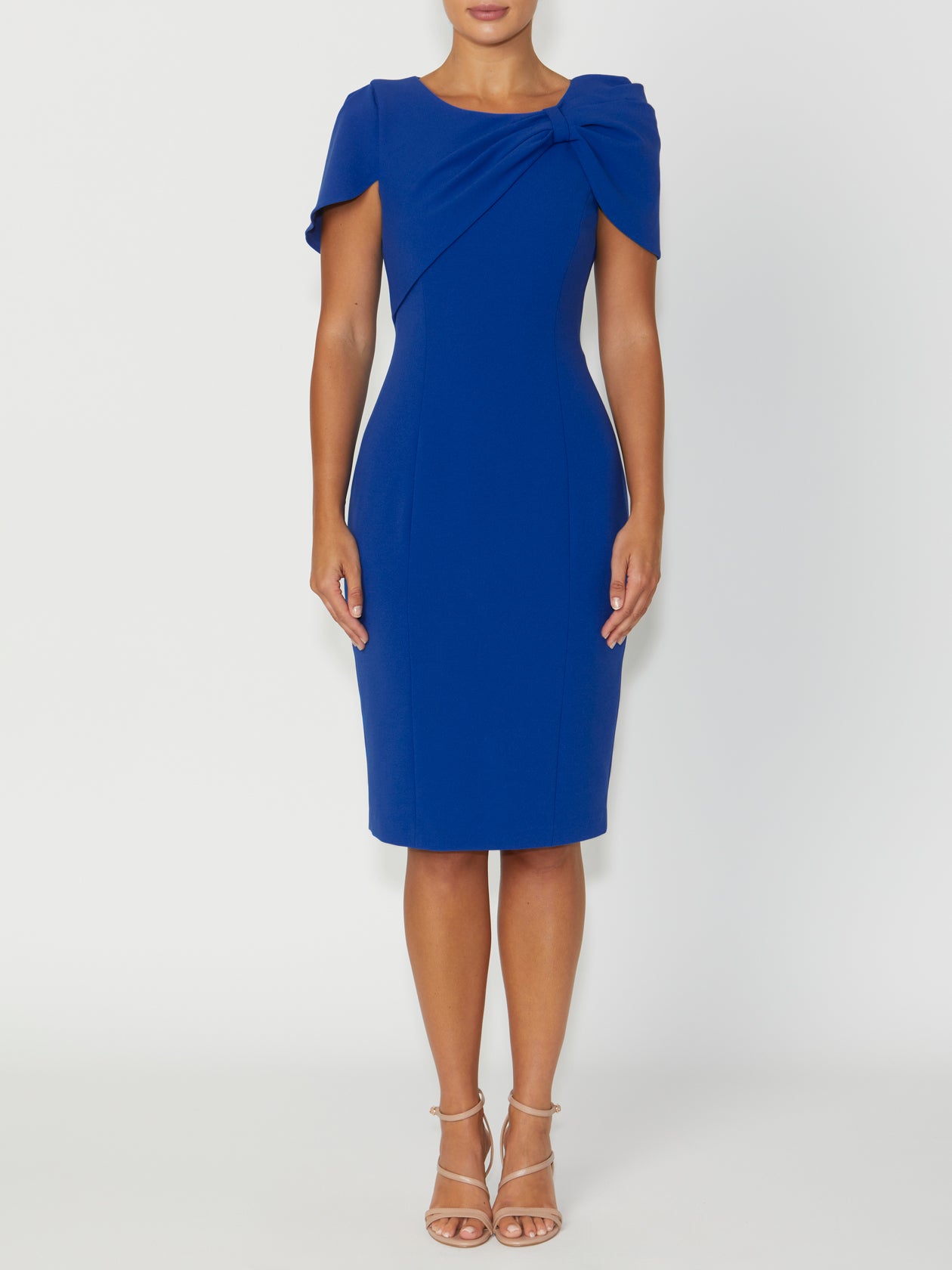 Women's Crepe Asymmetrical Dress in Blue | Juno