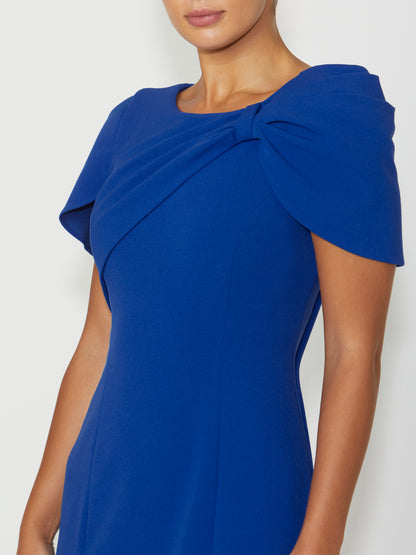 Women's Crepe Asymmetrical Dress in Blue | Juno