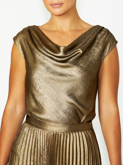 Harmony Gold Cowl Neck Top