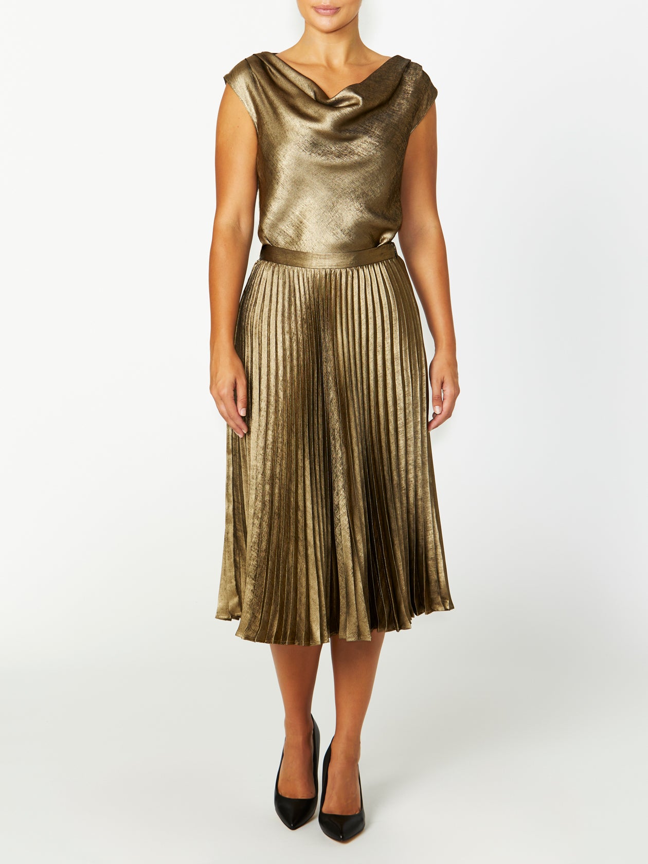 Harmony Gold Cowl Neck Top