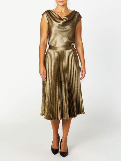 Harmony Gold Cowl Neck Top