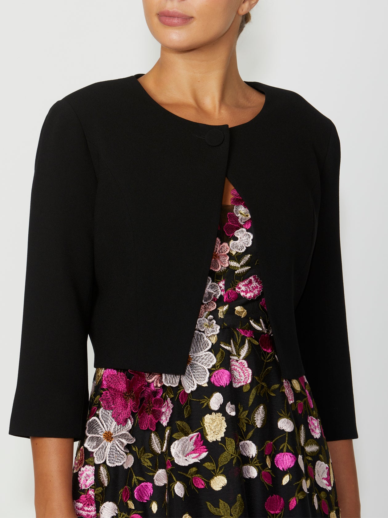 Black Crepe Single Button Jacket | Anthea Crawford