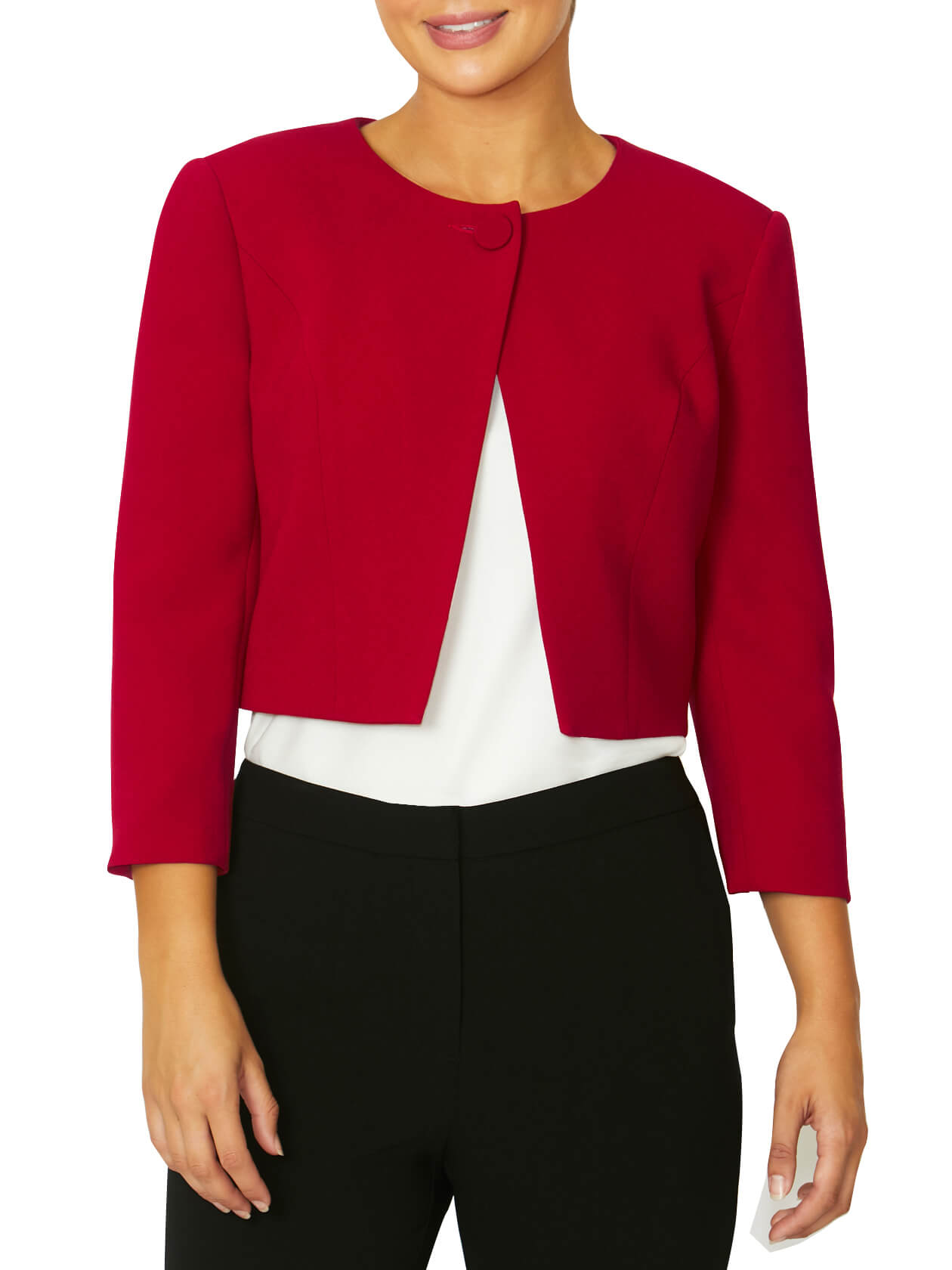 Jackie Red Crepe Single Button Jacket | Anthea Crawford