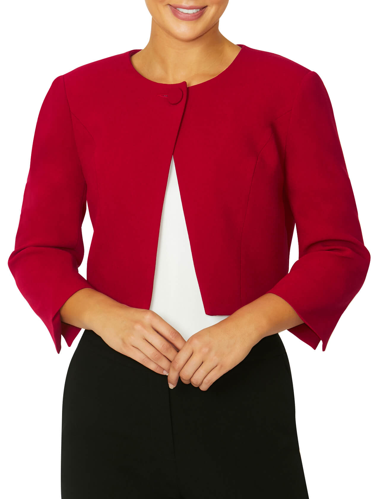 Jackie Red Crepe Single Button Jacket | Anthea Crawford